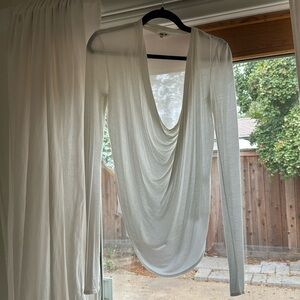 Helmet lang cowl neck top